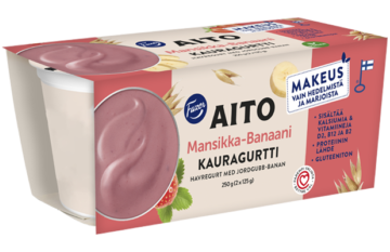 Fazer Aito Kauragurtti Mansikka-Banaani 2x125g, gluteeniton fermentoitu kauravälipala